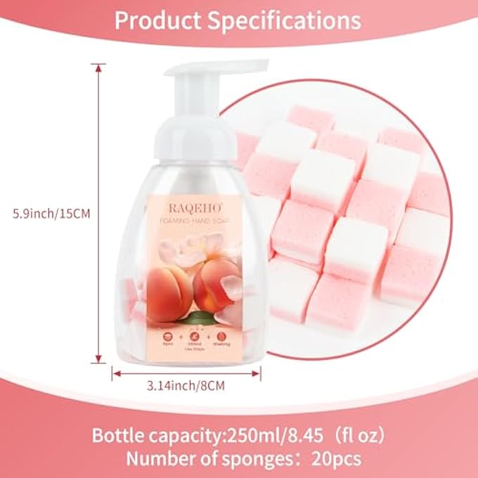 RAQEHO FOAMING HAND SOAP TABLETS REFILL - 20PCS HAND SOAP FOAM REFILLS FOR KIDS ADULTS LIQUID HANDSOAP HOUSEHOLD CLEANING PRODUCTS TRAVEL KITCHEN BATHROOM WITH 1 REFILLABLE FOAMING DISPENSER - Image 2